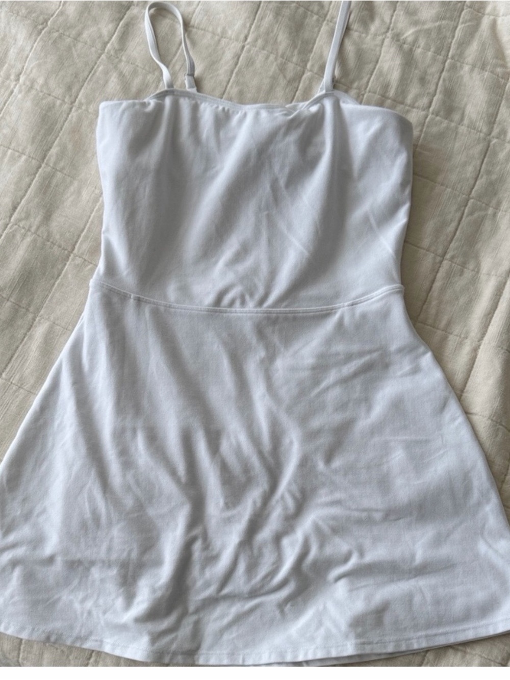 ALO Yoga White Spaghetti-Strap Mini Dress